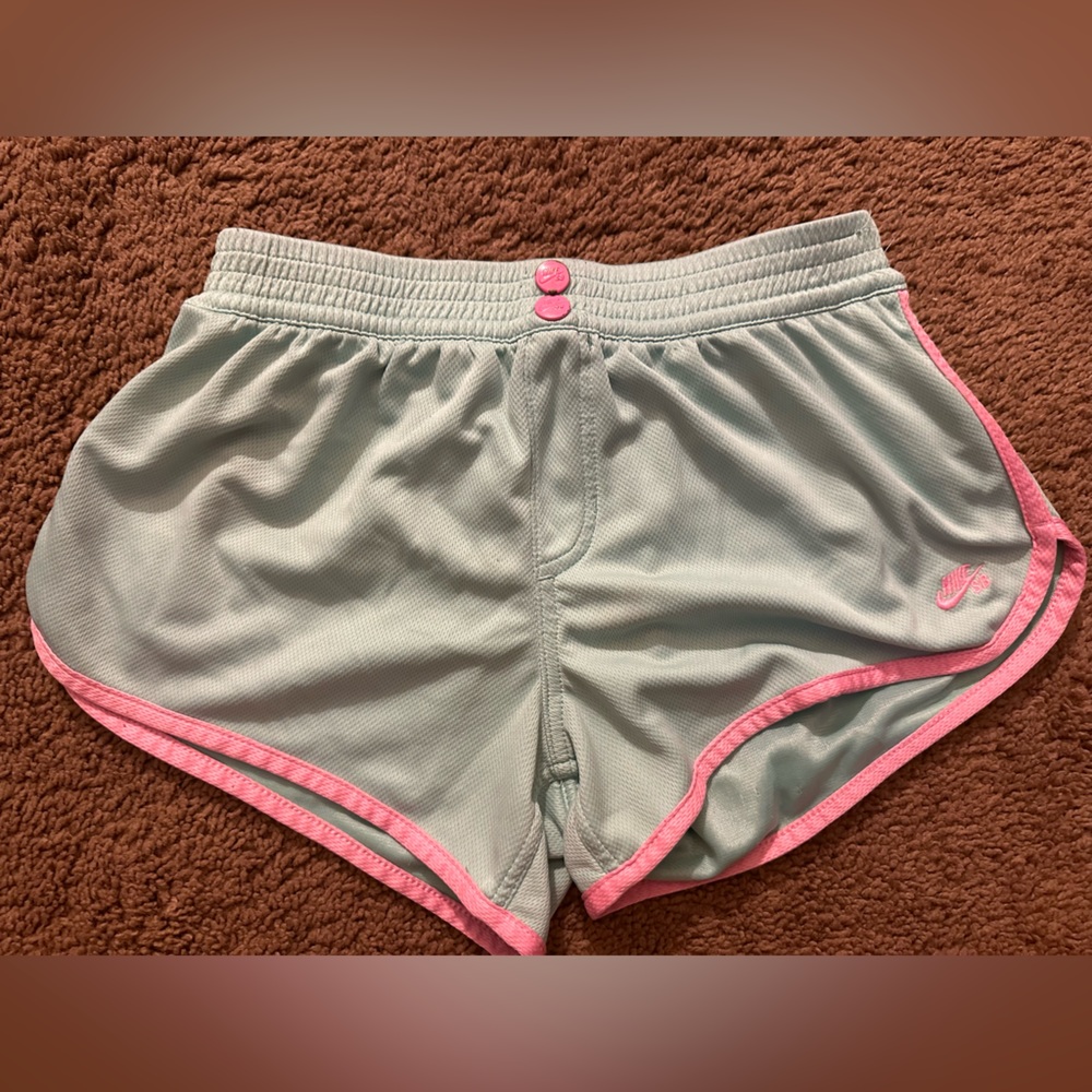 Mint Nike shorts with pink